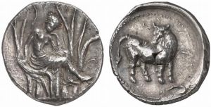 SO 1496 - Gortyna (didrachm) over Cyrene.jpg